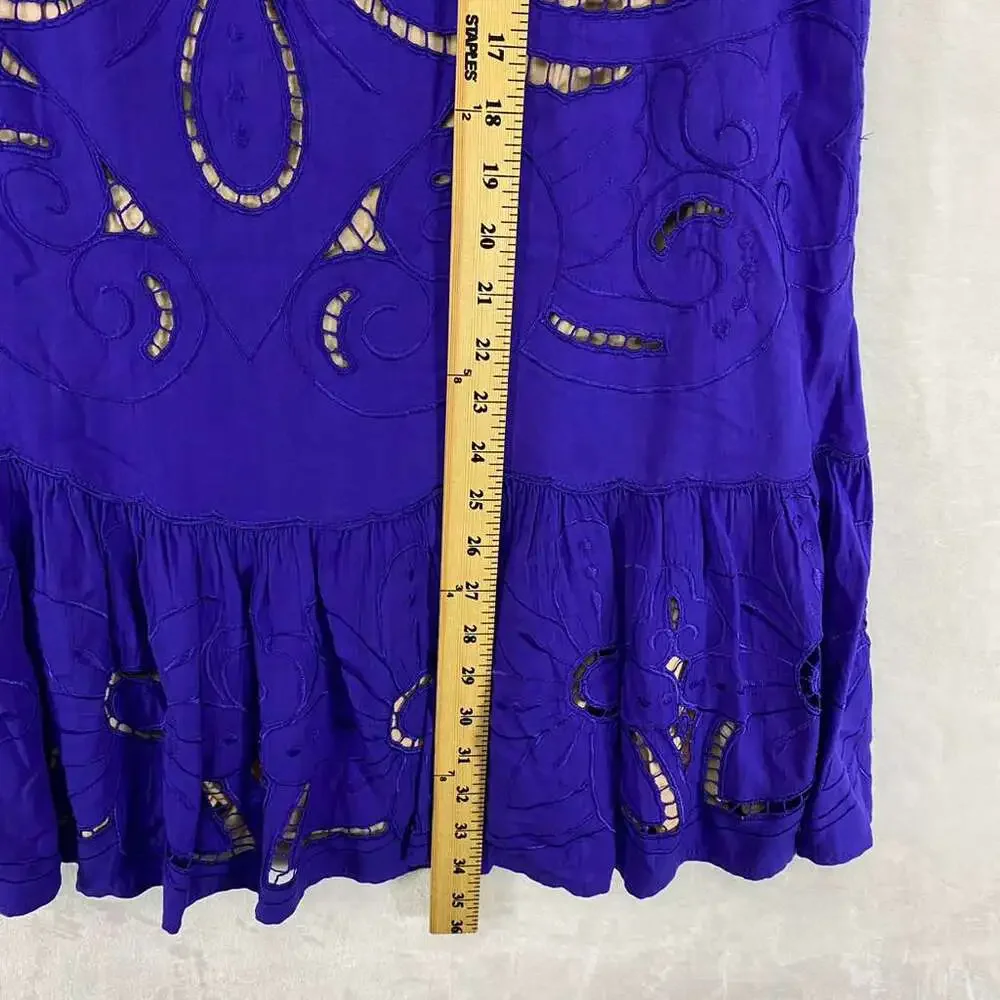 Free People Women's Purple Dress Dress embroidered and open back details Sz M